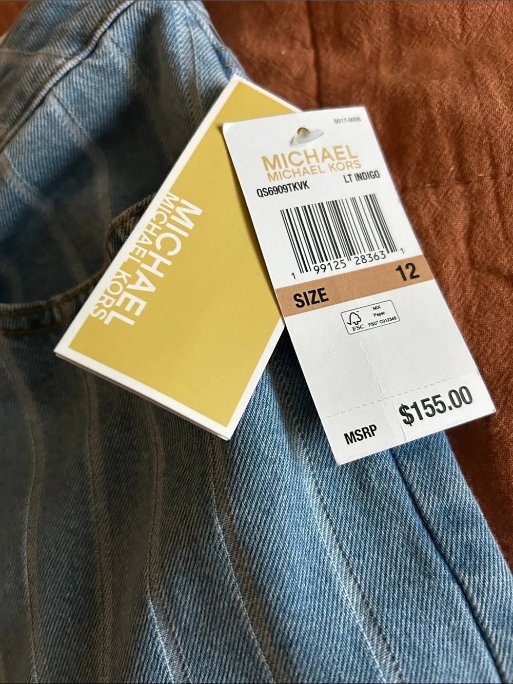 Michael Kors Blue & White Vertical-Stripe Wide-Leg Jeans